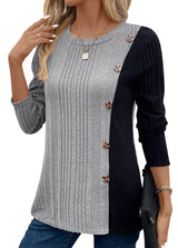 Donna | Gerippte Bluse – Grau