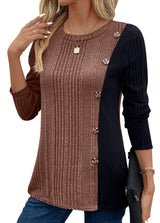 Donna | Gerippte Bluse – Braun