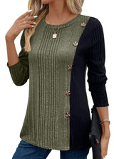 Donna | Gerippte Bluse – Grün