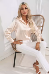 Doreen | Elegante Satin Charm Bluse – Champagner