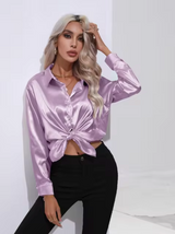 Doreen | Elegante Satin Charm Bluse – Lila