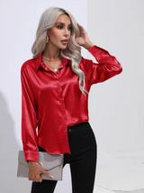 Doreen | Elegante Satin Charm Bluse – Rot