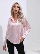 Doreen | Elegante Satin Charm Bluse – Rosa