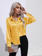 Doreen | Elegante Satin Charm Bluse – Gelb