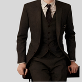 Dreiteiliger Slim-Fit-Anzug - Ansgar – Dunkelbraun
