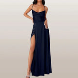 Odessa – Elegantes Satinkleid – Marineblau