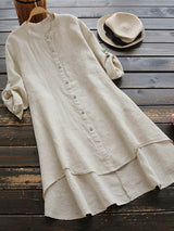 Haleena – Lässiges Hemd Kleid Aus Leinen – Beige