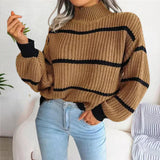 Gemütlich - damen-baumwollpullover mit elegantem schnitt – Khaki