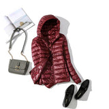 Ultraleichte, wasserdichte herbst-entendaunenjacke für damen – warm und stylisch – Dunkelrot