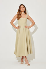 Amelia | Zeitloses, fließendes Midikleid – Salbei