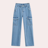 Mailani – lässige denim-cargohose für damen – Hellblau
