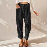 Gwendolyn | Cord Elastischer Bund Hose – Schwarz