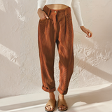 Gwendolyn | Cord Elastischer Bund Hose – Braun
