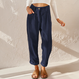 Gwendolyn | Cord Elastischer Bund Hose – Blau