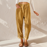 Gwendolyn | Cord Elastischer Bund Hose – Gelb