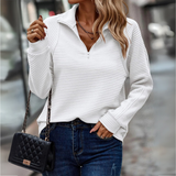 Suzanne™ - Pullover mit halbem Reißverschluss und Details – Weiß (Fast ausverkauft)