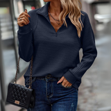 Suzanne™ - Pullover mit halbem Reißverschluss und Details – Marineblau