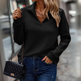 Suzanne™ - Pullover mit halbem Reißverschluss und Details – Schwarz (Fast ausverkauft)