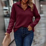 Suzanne™ - Pullover mit halbem Reißverschluss und Details – Rot