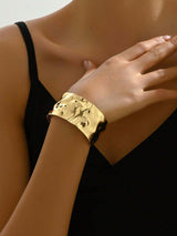 Audrey Hammered Bracelet - Handcrafted Elegance with Artisanal Texture & Lightweight Comfort – Gold
