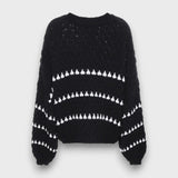 Luliane – Strukturpullover mit grafischem Muster – Schwarz