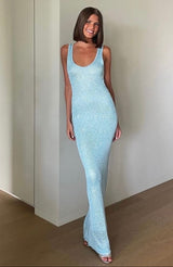 MAUDE | LANGES ÄRMELLOSES KLEID – Blau