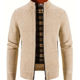 Herren-Strickweste mit offener Front | klare Struktur – Beige