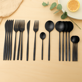 Edric | 24-teiliges Edelstahl-Servierset – Schwarz