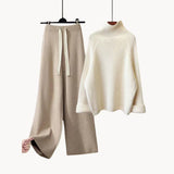 Winterstrickset - wärme und stil in einem eleganten outfit – Braun-Weiß einstellen