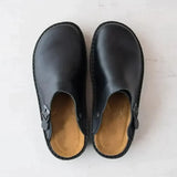 Ergonomische Lederpantoffeln – Schwarz