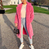 Lange kunstpelzjacke für kalte tage – Cinderella – Rosa