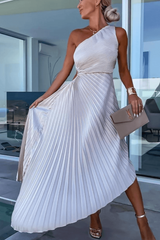 Einschulterkleid Mit Faltenrock - Lisann – Weiß