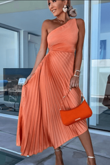 Einschulterkleid Mit Faltenrock - Lisann – Orange