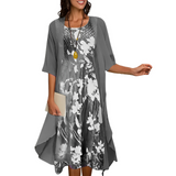 Gladys - Elegantes Midi-Abendkleid-Set für Damen – Grau