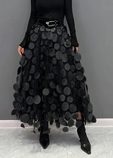 Silviya | Damen Eleganter Stilvoll Rock | Lang – Schwarz