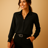 Damen-Bluse mit schlichtem Design | Alltagstauglich – Schwarz