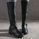 Elegante Kniehohe Stiefel mit Schnallen – Schwarz
