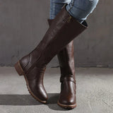 Elegante Kniehohe Stiefel mit Schnallen – Dunkelbraun