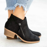 Elegante Knöchel-Stiefel mit niedrigem Absatz – Schwarz