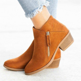 Elegante Knöchel-Stiefel mit niedrigem Absatz – Orange