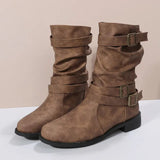 Elegante Stiefel mit Modernem Schnallendesign – Braun