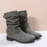 Elegante Stiefel mit Modernem Schnallendesign – Grau