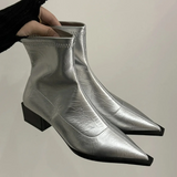 Elegante Stiefeletten mit spitzem Design – Silber