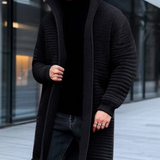 Elegante Strickjacke mit Stehkragen für Winter – Schwarz