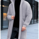 Elegante Strickjacke mit Stehkragen für Winter – Grau