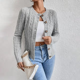 Elegante Strickjacke mit Weichem Kabelmuster – Grau