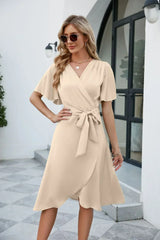 Madelyn – Elegantes Wickelkleid für feminine Raffinesse – Aprikose