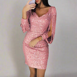Stilvolles Abendkleid mit Pailletten - Oreana – Rosa