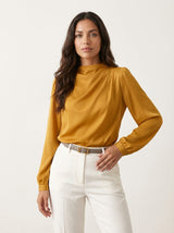 Elegante Damenbluse mit hohem Kragen - Hera – Orange