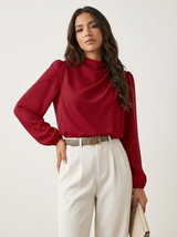 Elegante Damenbluse mit hohem Kragen - Hera – Rot